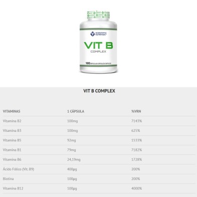 Scientiffic Nutrition Vitamina B-Complex 100 cápsulas tabla nutricional