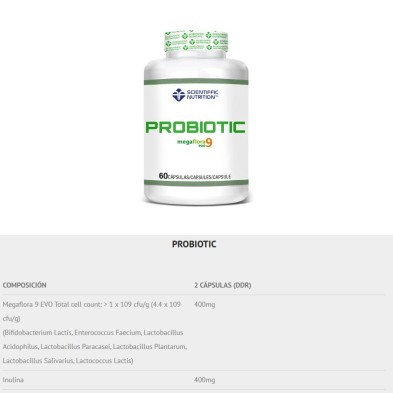 Scientiffic Nutrition Probiotic 90 cápsulas tabla nutricional