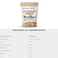 Scientiffic Nutrition Harina de arroz 1.5Kg Arroz con leche tabla nutricional