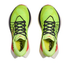 Zapatillas Hoka Rocket X Trail Hombre Neon Yuzu Neon Flame empeine elástico y dinámico