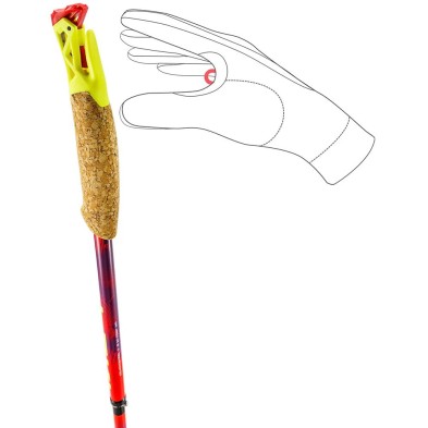 Bastones Leki Ultratrail FX. One SL Superlite (par) Bright Red/ Violet/ Neon Yellow agarre y empuñadura de corcho