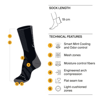 Calcetines Buff Coolnet Crew CC Graphite características principales