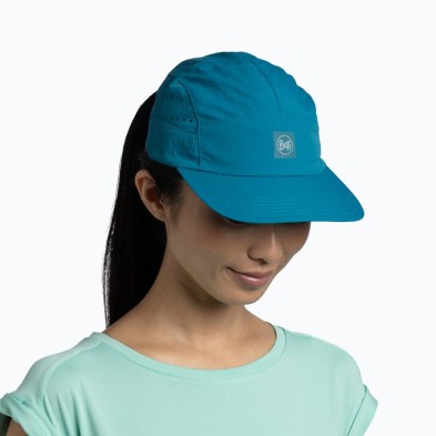 Gorra Buff Speed Cap Solid Teal Logo reflectante para aumentar la visibilidad