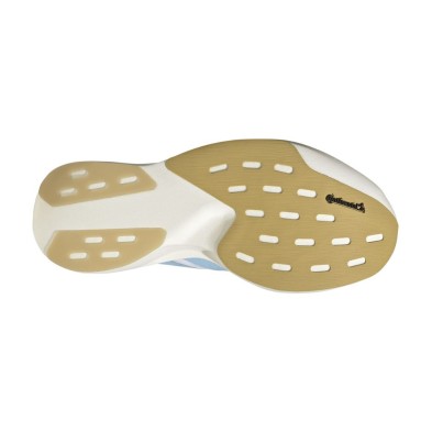 Zapatillas Adidas Adizero Evo SL Woven mujer White Clear Blue Matte Gold suela continental
