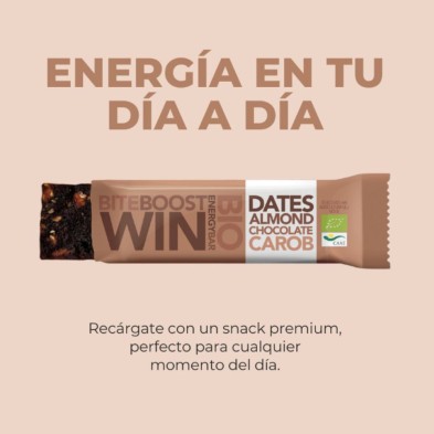 Barrita ecológica Bite Boost Win Bio Energy Bar Dátil, almendra, chocolate y algarroba