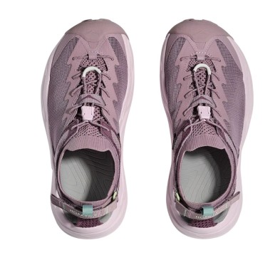 Sandalias Hoka Hopara 2 Mujer Fragrant Lilac Lilac Cream cordones con tensores rápidos.