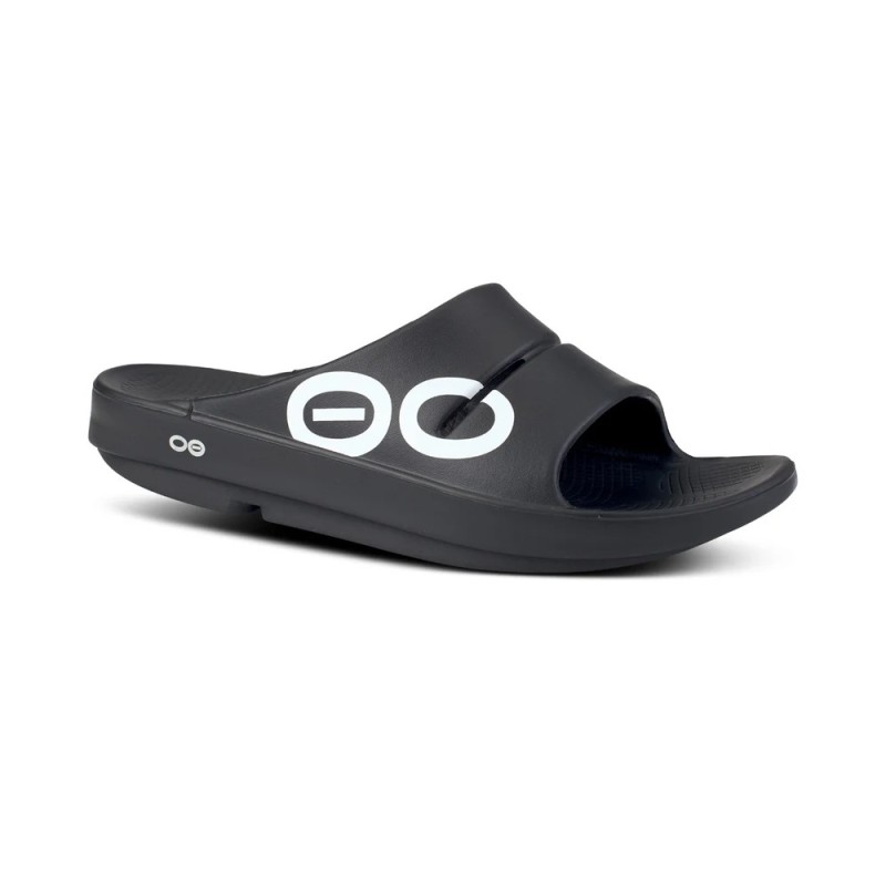 Sandalias Oofos Ooahh Sport negra lateral