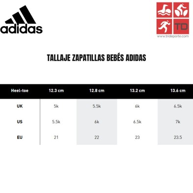 ADIDAS TALLAJE ZAPATILLAS BEBÉS