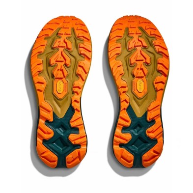 Zapatillas Hoka Mafate 5 Hombre verde oscuro suela Vibram Megagrip mostaza