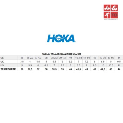 Hoka tabla tallas mujer