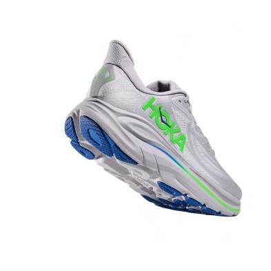 Zapatillas Hoka Clifton 10 hombre Ash Grey/ Neon Green entresuela optimizada para que sea más estable