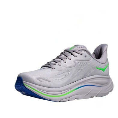 Zapatillas Hoka Clifton 10 hombre Ash Grey/ Neon Green con mejor ajuste en el antepié