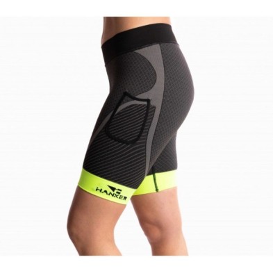 Malla Compresiva Pog gris amarillo unisex lateral mujer