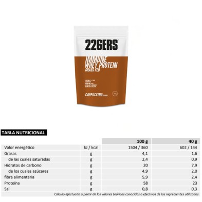 226ers Immune Whey Protein 700 g Capuccino tabla nutricional