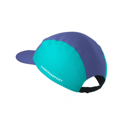 Gorra running Compressport 5 Panel azul lila azul turquesa