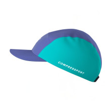 Gorra running Compressport 5 Panel Orient Blue Pool Blue protección solar, buena visibilidad, ligera y transpirable