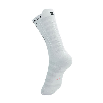 Calcetines Compressport Aero socks White/ Fluo Red aerodinámicos