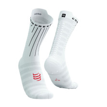 Calcetines Compressport Aero socks White/ Fluo Red