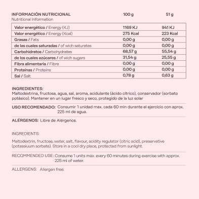 gel energetico 101 other level fresa crema 81g ingredientes