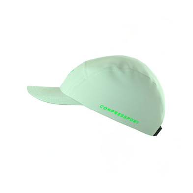 Gorra running Compressport 5 Panel Lime protección solar, buena visibilidad, ligera y transpirable