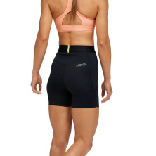 Malla corta Hoka Novafly Knit Short 6 mujer negras con logo Hoka reflectante