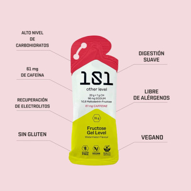 Gel energético Fructose con cafeína sandía 31 grs características