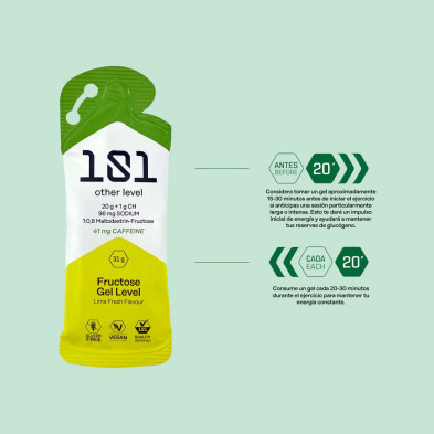 Gel energético Fructose con cafeína lima 31 grs cuando