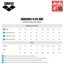tallaje Arena bañadores playa niño