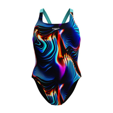 Bañador de natación Speedo Club Training Allover Digital Leaderback Black Blue