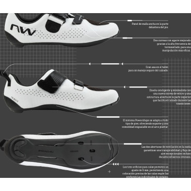 Información Técnica Zapatillas Northwave TRIBUTE Blanco-Negro detalles