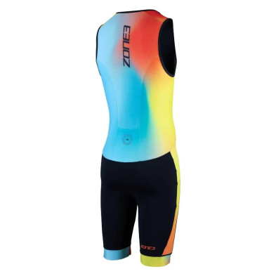Tritraje Zone3 Activate+ sin mangas azul amarillo naranja trasera