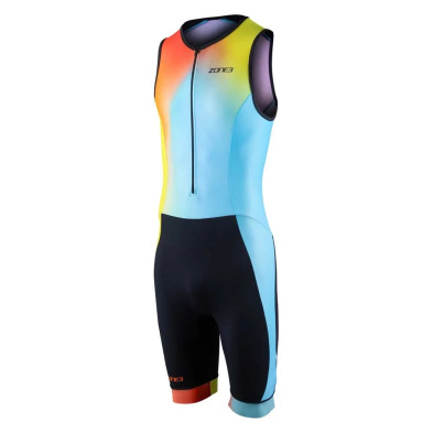 Tritraje Zone3 Activate+ sin mangas azul amarillo naranja frontal