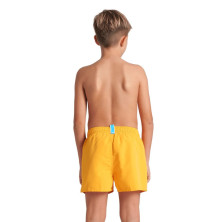 Bañador de playa niño Arena Short Logo R junior naranja y logo turquesa tejido suave y reciclado