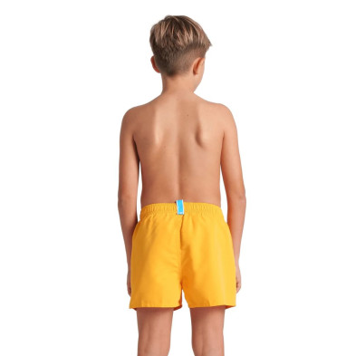Bañador de playa niño Arena Short Logo R junior naranja y logo turquesa tejido suave y reciclado