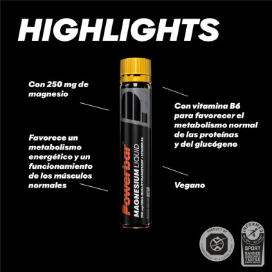 Magnesio liquido 20 unidades Powerbar highlights