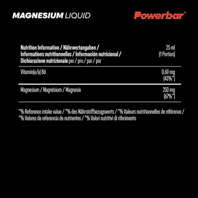 Magnesio liquido 20 unidades Powerbar ingredientes