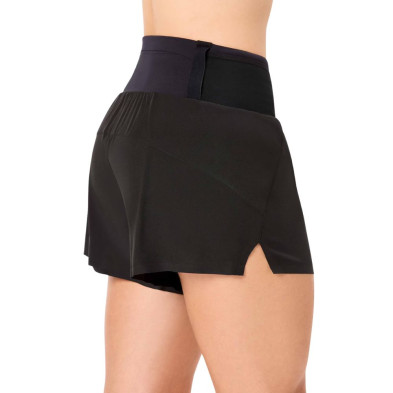 Pantalón running NNormal Race Shorts Mujer Negro cintura alta