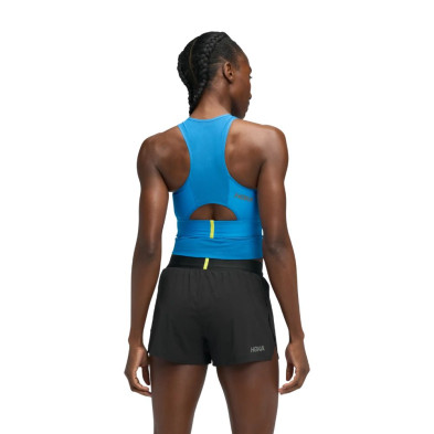 Sujetador deportivo Hoka Race Day Bra Hoka Blue malla técnica ligera que permite una transpirabilidad máxima