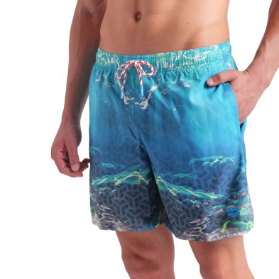 Bañador de playa Arena Water Prints Beach Boxer hombre Aqua ajuste con cordón elástico