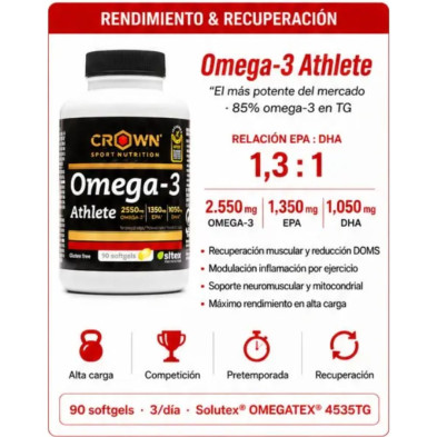Crown Nutrition Omega 3 Athlete 90 perlas softgels detalles