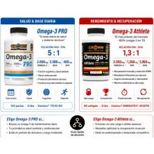 Crown Nutrition Omega 3 Athlete 90 perlas softgels comparativa con Omega 3 PRO