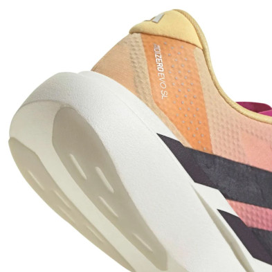 Zapatillas Adidas Adizero Evo SL Woven mujer Ice Tangerine Aurora Black Lucid Fuchsia mediasuela superligera