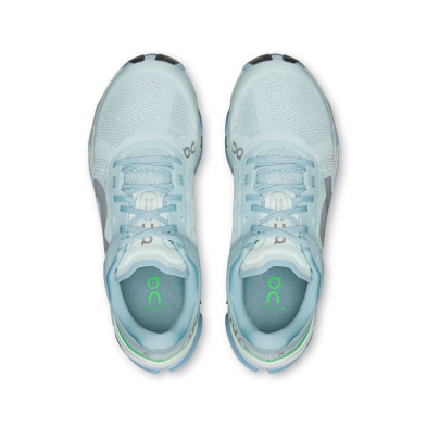 Zapatillas On Running Cloudflow 5 Mujer azul claro verde Upper transpirable y ultraligero de malla técnica