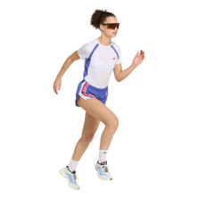 Camiseta manga corta Adidas Adizero Archive Mujer White/ Dual Indigo permite libertad de movimientos