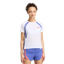 Camiseta manga corta Adidas Adizero Archive Mujer Blanco y Azul corte entallado