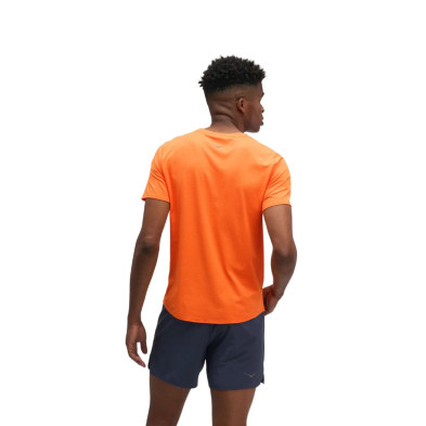 Camiseta manga corta Hoka EveryRun hombre Electric Tangerine entallada, cómoda y transpirable