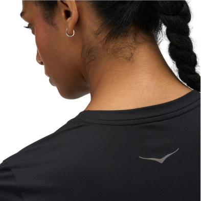 Camiseta manga corta Hoka EveryRun mujer Black  logo reflectante
