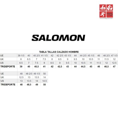 Salomon tabla talla zapatillas hombre