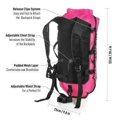 Boya Mochila Seguridad Aguas Abiertas rosa BuddySwim espalda