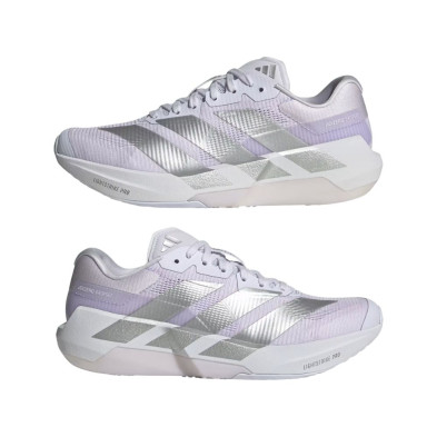 Zapatillas Adidas Adizero Dropset Pro mujer Frozen Purple Silver Metallic Cloud White para el gimnasio y training corto